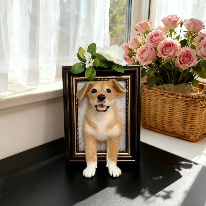 Personalized Needle Felt Pet Portrait | Handmade Custom Dog & Cat Keepsake Gift