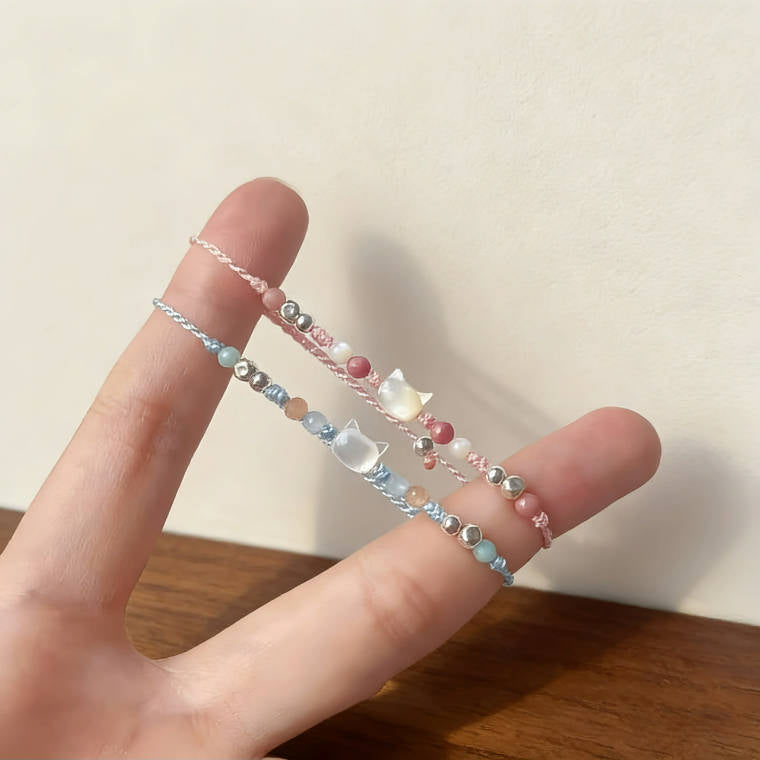 Cute Cat Versatile Woven Adjustable Beaded Bracelet | Gift For Girls