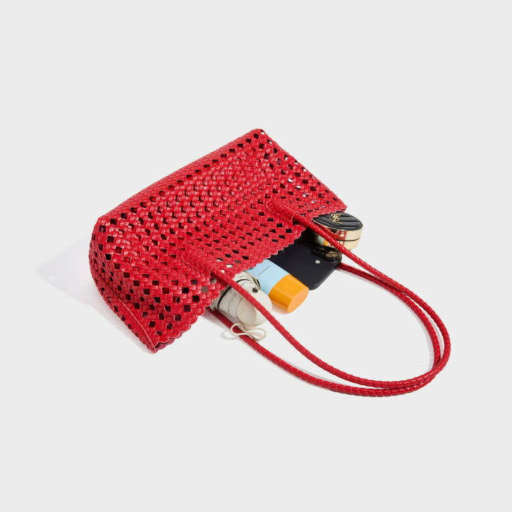 Sac fourre-tout à poignée en crochet fraise fait main
