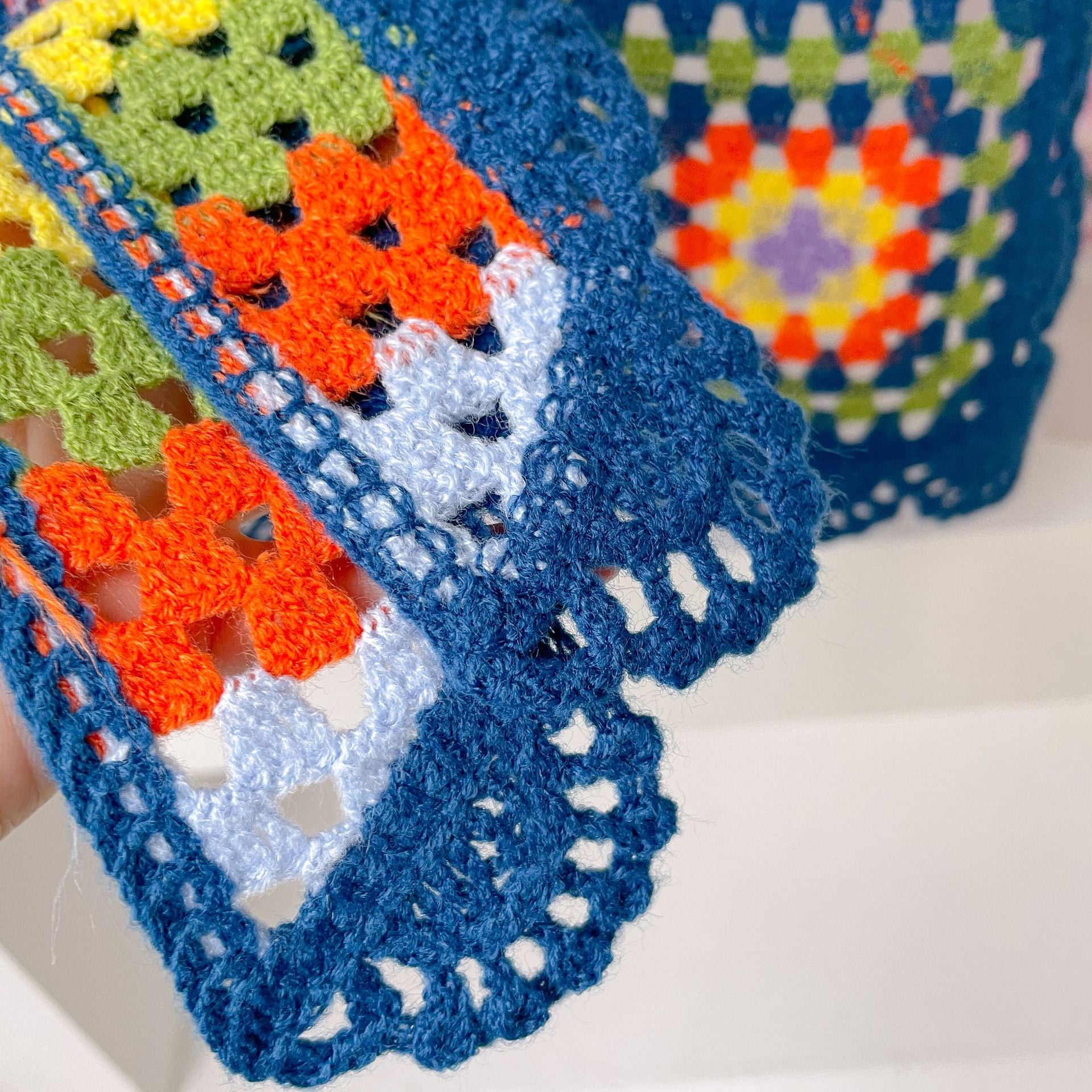 Vintage Colorful Handmade Crochet Knit Shawl Wrap