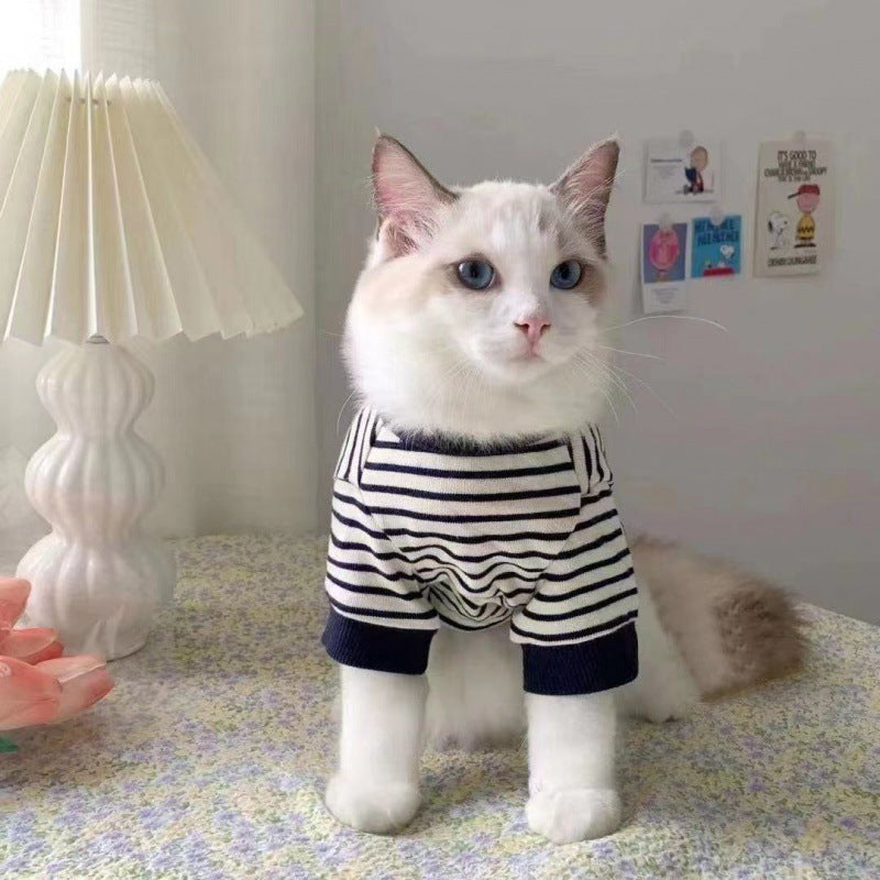 Summer Small Pet Striped Thin Breathable Pet Clothes Shirt