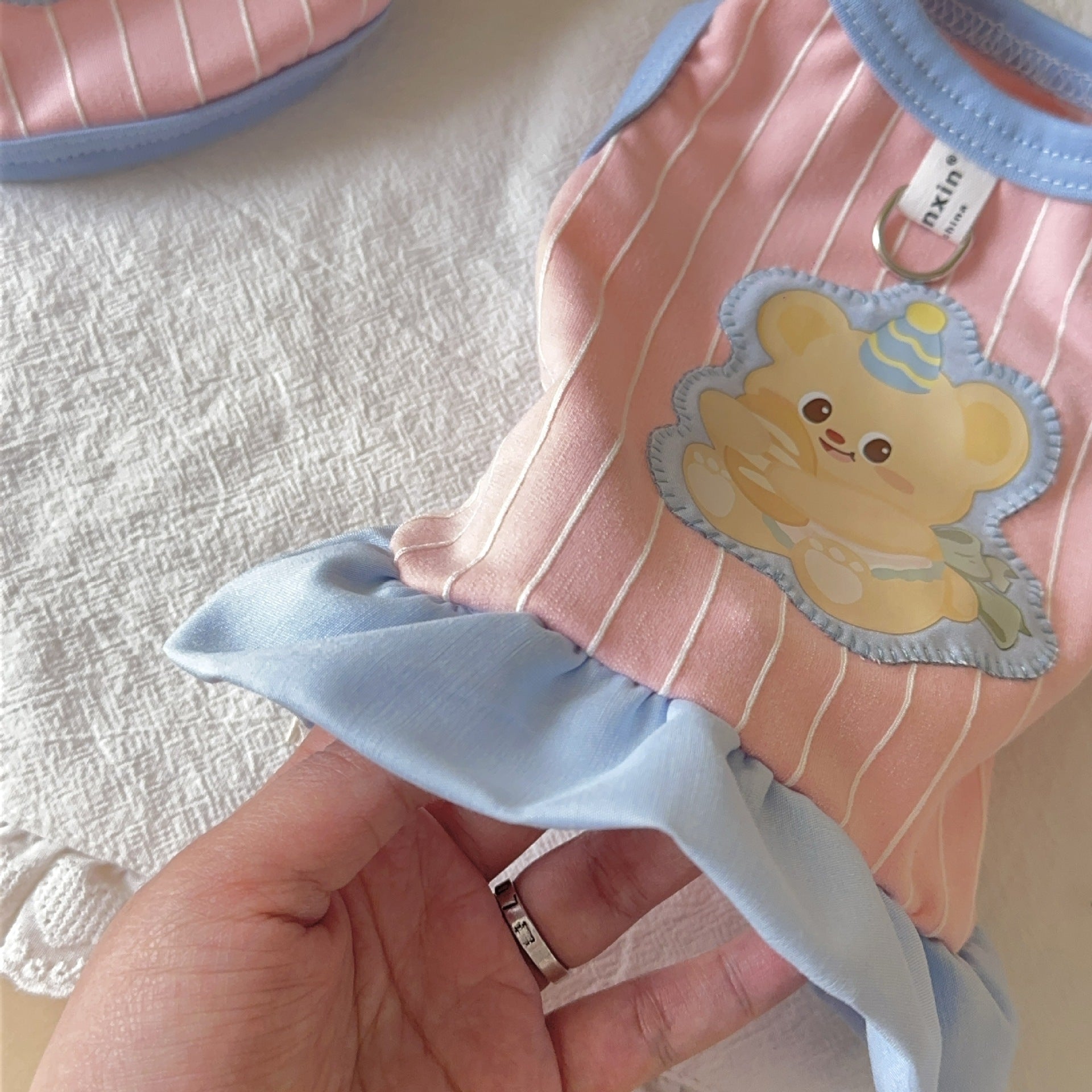 Bear Patch Cotton Pet Vest & Dress | Spring Summer Pet Clothes