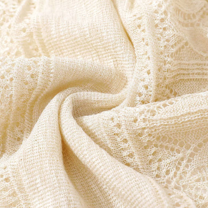 Hollow Elegant Knitted Round Neck Irregular Batwing Sleeve Shawl