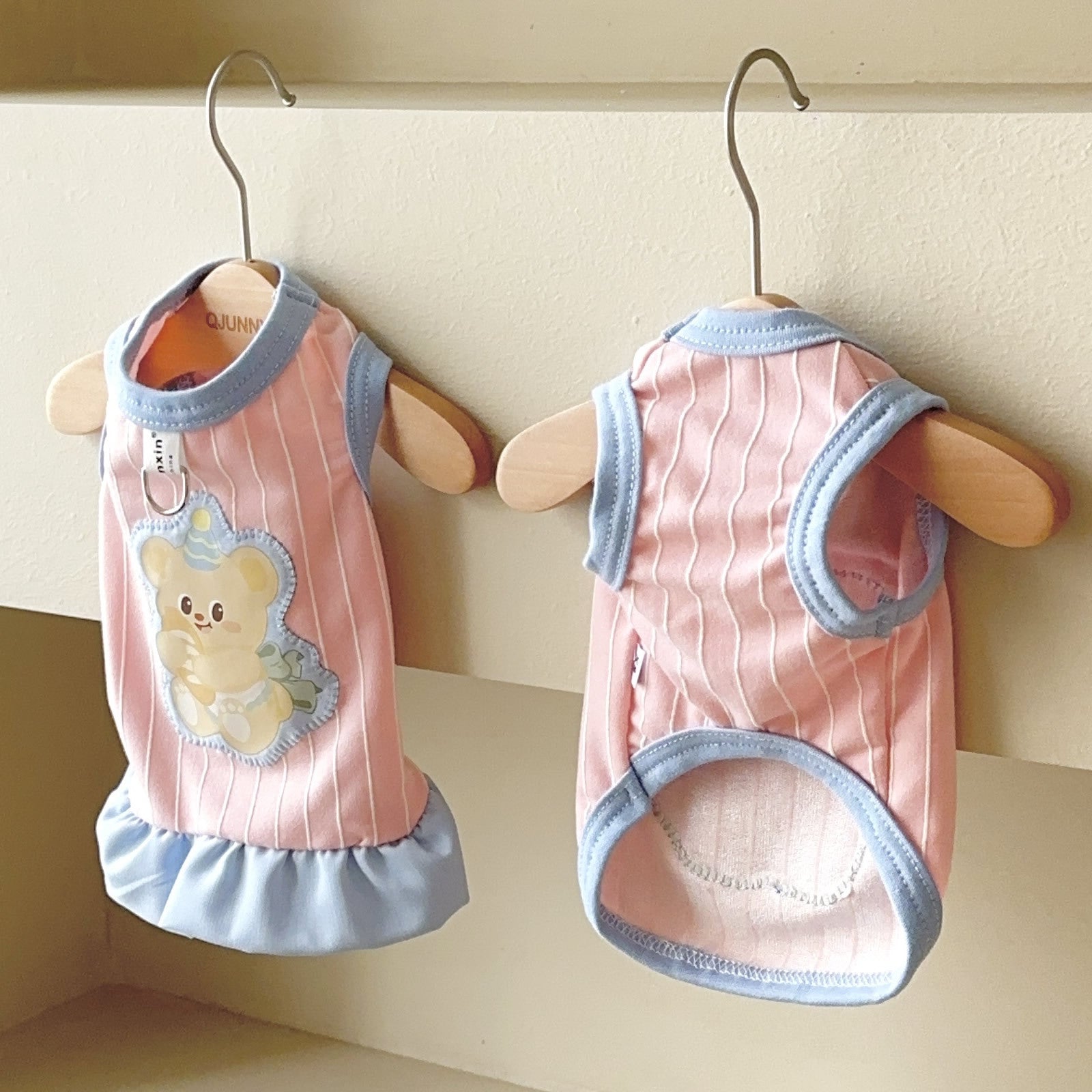 Bear Patch Cotton Pet Vest & Dress | Spring Summer Pet Clothes