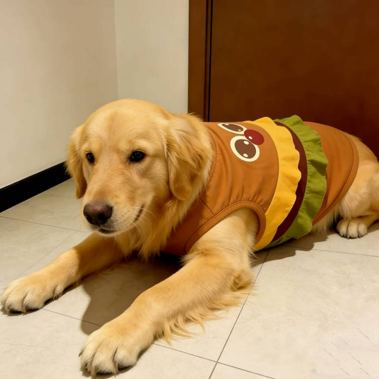 Summer Large Dog Cartoon Hamburger Vest Cute Soft Pet Clothes