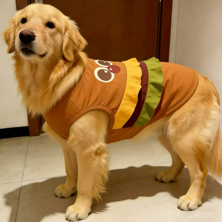 Summer Large Dog Cartoon Hamburger Vest Cute Soft Pet Clothes