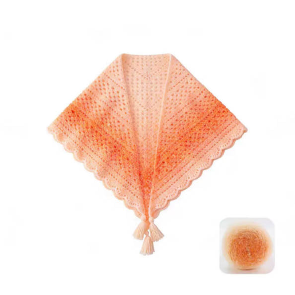 Handmade Crochet Colorful Fringe Ombre Shawl