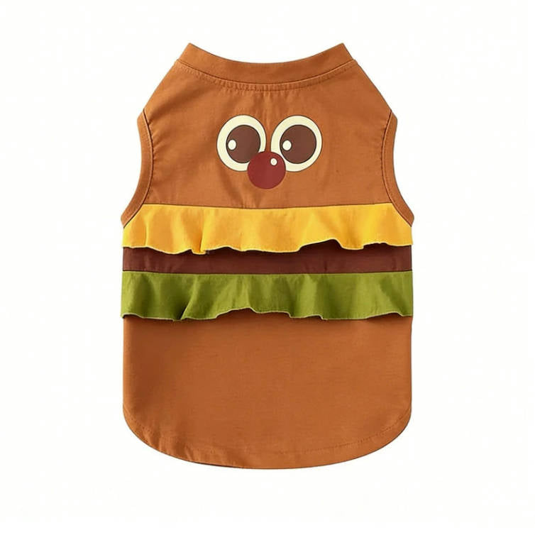 Summer Large Dog Cartoon Hamburger Vest Cute Soft Pet Clothes
