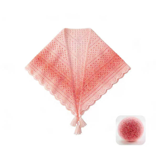 Handmade Crochet Colorful Fringe Ombre Shawl