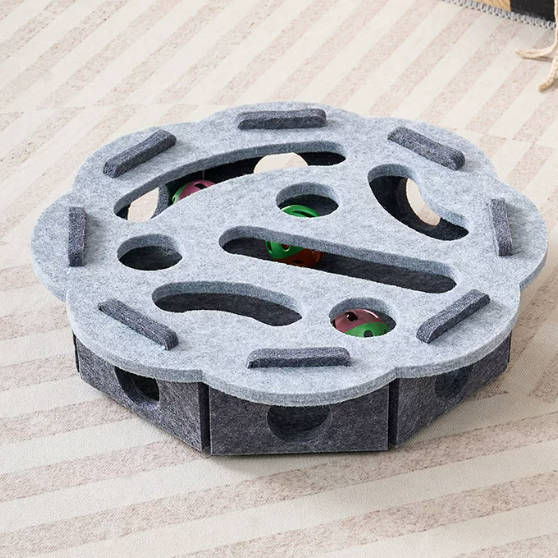 Cat Toy Puzzle Box Maze Featuring Digging Fun Bell Ball Felt Box Interactive Pet Toy
