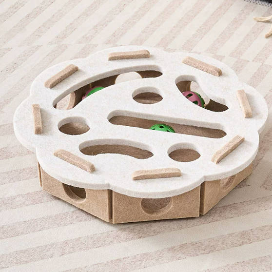 Cat Toy Puzzle Box Maze Featuring Digging Fun Bell Ball Felt Box Interactive Pet Toy