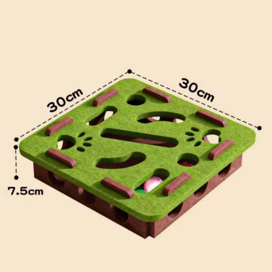 Cat Toy Puzzle Box Maze Featuring Digging Fun Bell Ball Felt Box Interactive Pet Toy