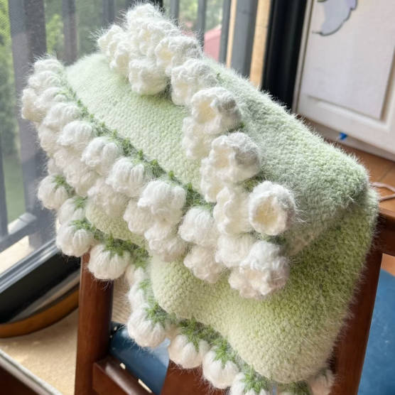 Handmade Crochet Lily Of The Valley Blanket Cape Poncho Shawl
