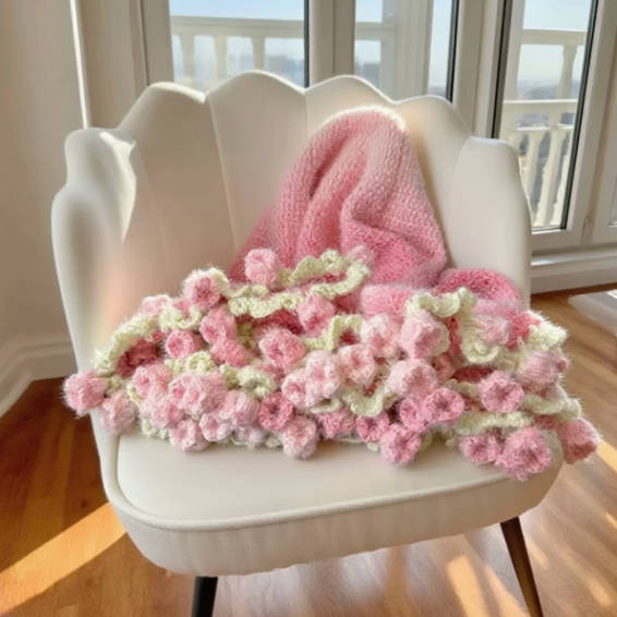 Handmade Crochet Lily Of The Valley Blanket Cape Poncho Shawl