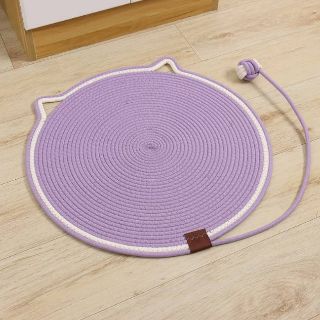 Handmade Sisal Scratcher Mat Woven Cat Scratching Pad Pet Mat With Toy