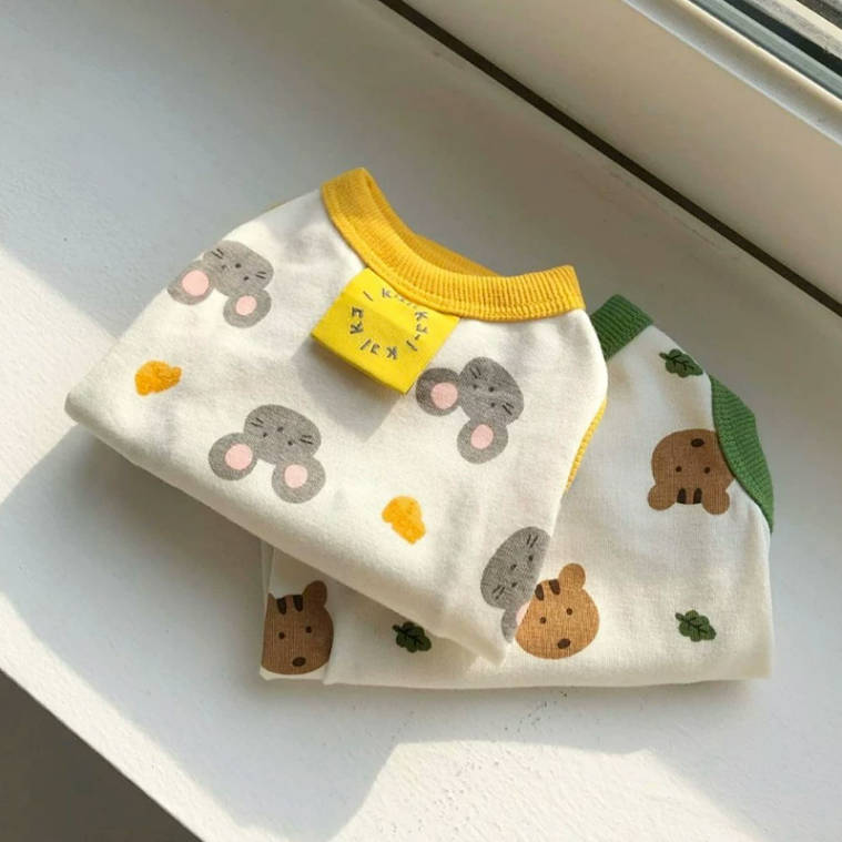 Summer Bear Round Neck Patchwork Samll Pet Clothings