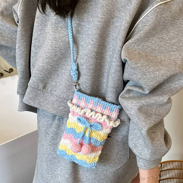Handmade Crochet Cherry Small Crossbody Bag Phone Bag