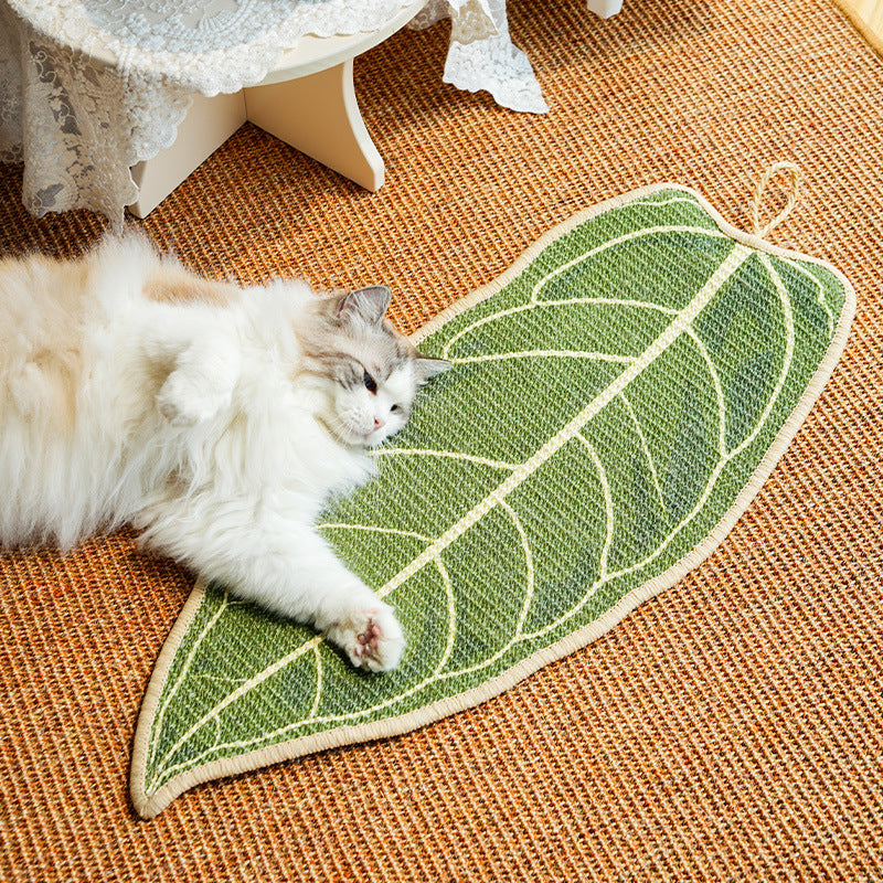 Hanging Sisal Cat Scratcher Leaf Shape No Slip Durable For Claws