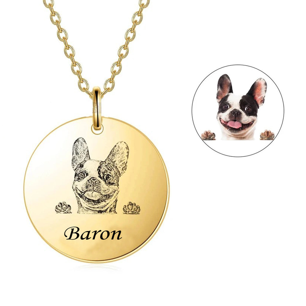 Custom Pet Photo Necklace – Engraved Dog & Cat Pendant Jewelry