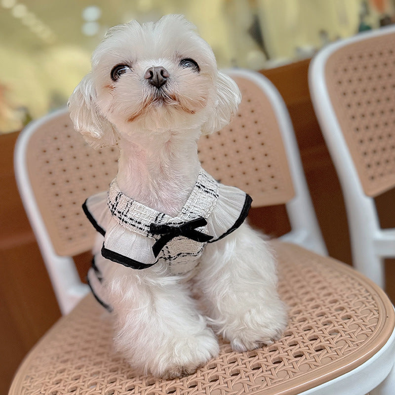 Chic Tweed Harness Dress With Leash Set For Small Dogs & Cats