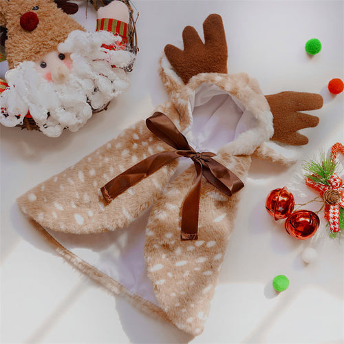 Christmas Lace-Up Pet Reindeer Cape Costume For Dogs & Cats