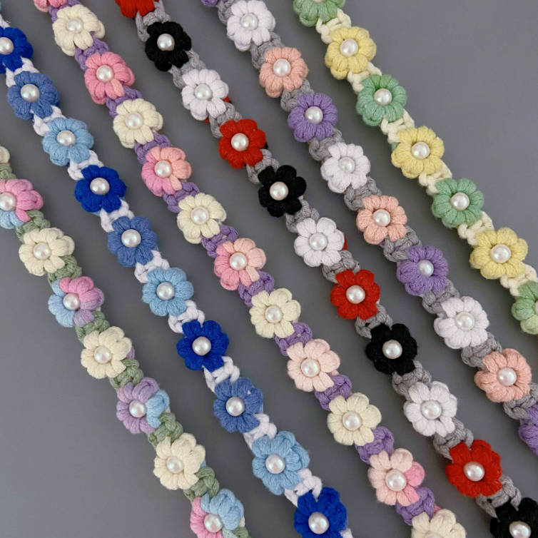 Laisse tissée artisanale florale et colorée pour chiens et chats