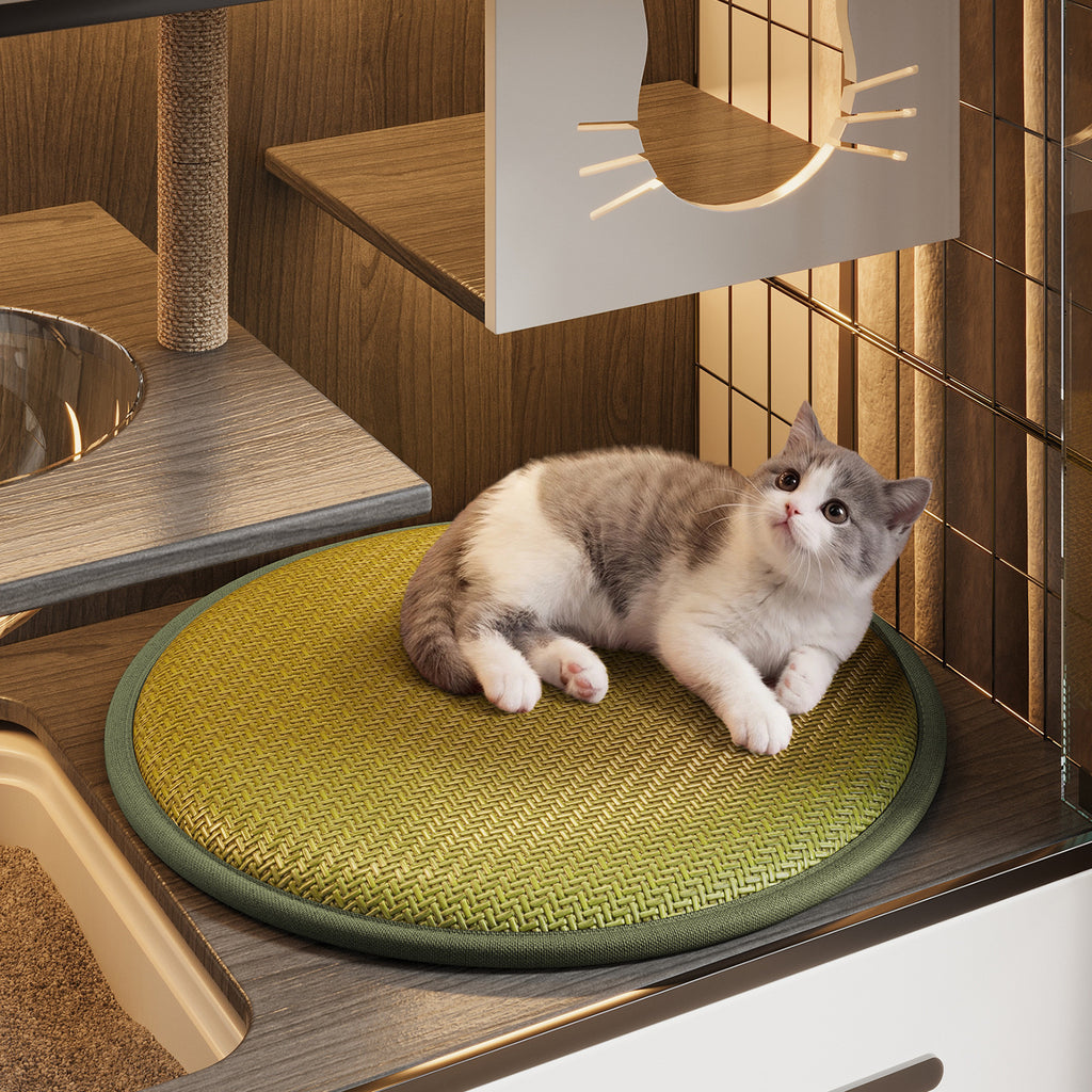 Tapis de refroidissement d'été en soie glacée à rayures pour animaux de compagnie