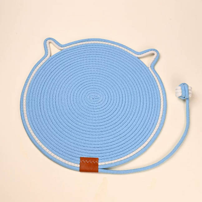 Handmade Sisal Scratcher Mat Woven Cat Scratching Pad Pet Mat With Toy