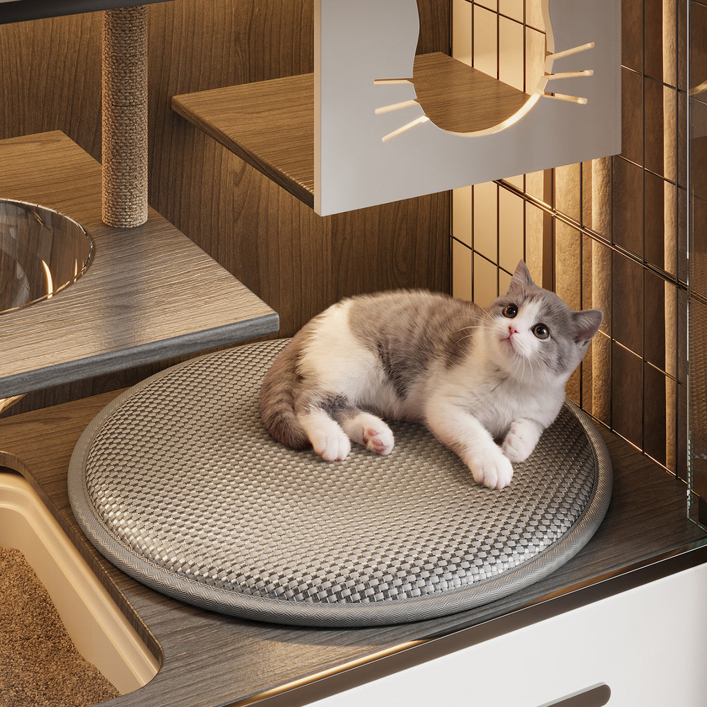 Tapis de refroidissement d'été en soie glacée à rayures pour animaux de compagnie