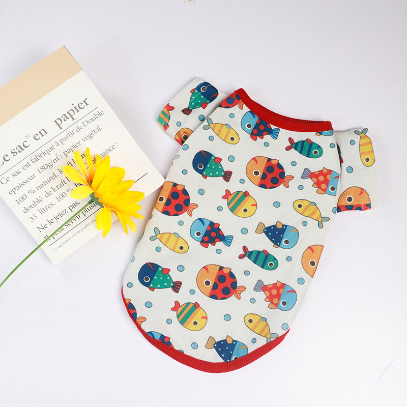 Sommerliches geblümtes Trägertop Kürbis-Haustierkleid für kleine Welpen