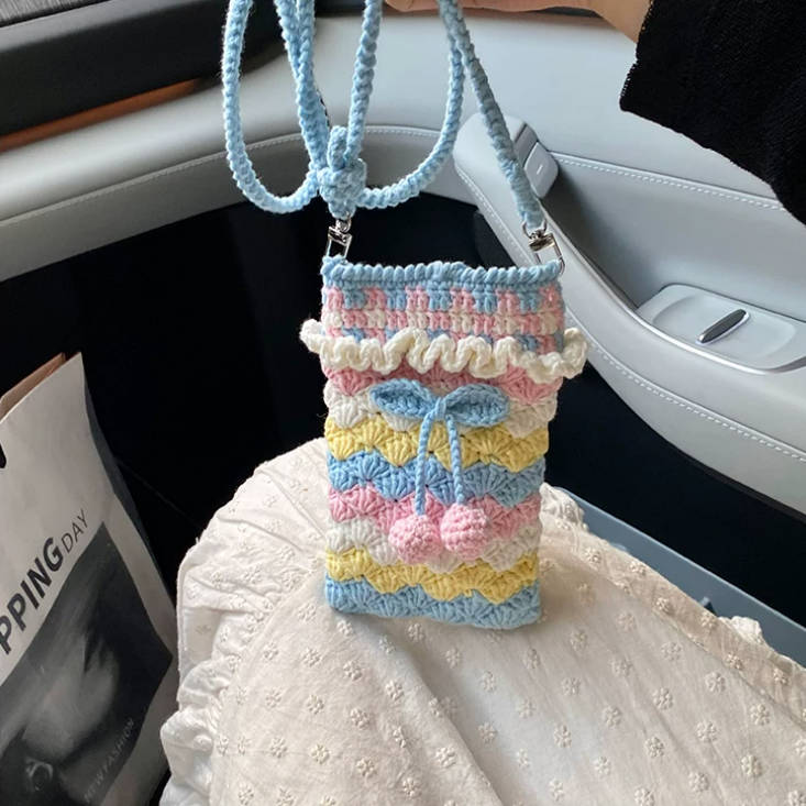 Handmade Crochet Cherry Small Crossbody Bag Phone Bag