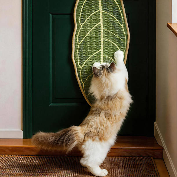 Hanging Sisal Cat Scratcher Leaf Shape No Slip Durable For Claws