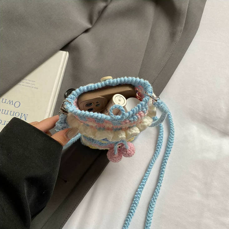 Handmade Crochet Cherry Small Crossbody Bag Phone Bag