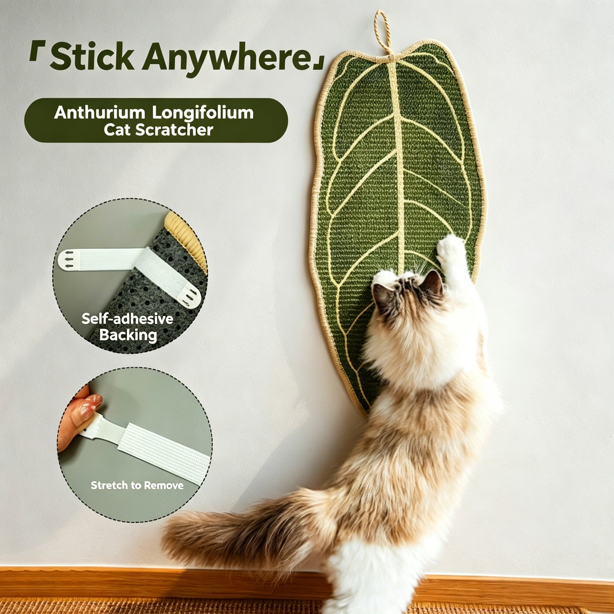 Hanging Sisal Cat Scratcher Leaf Shape No Slip Durable For Claws