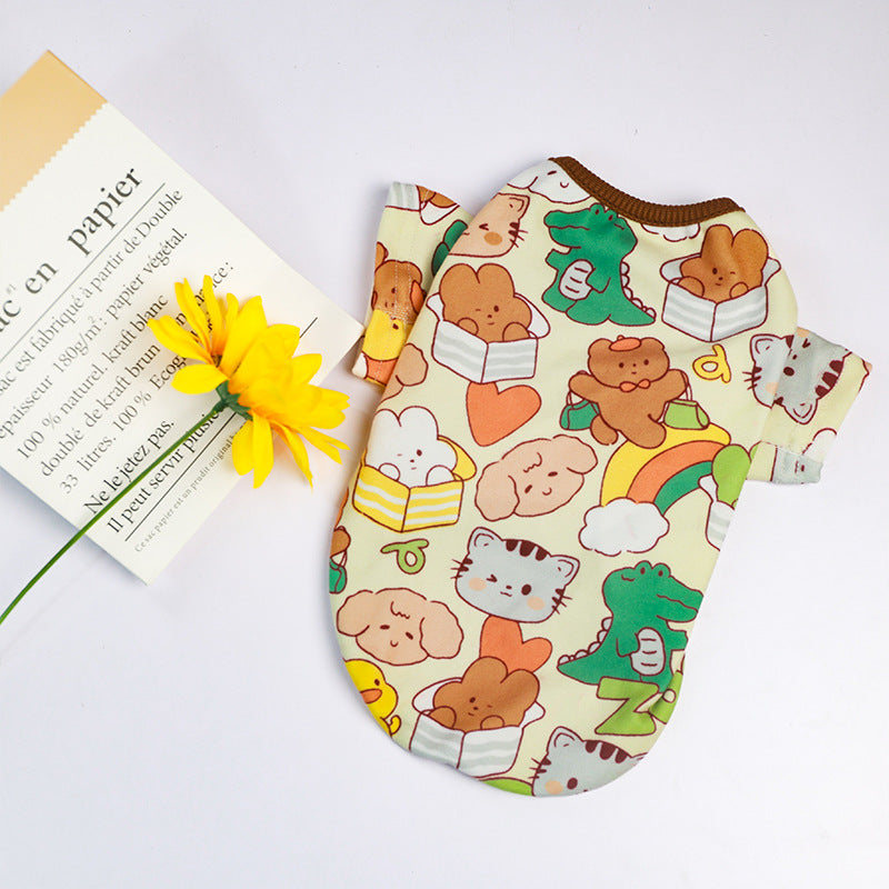 Sommerliches geblümtes Trägertop Kürbis-Haustierkleid für kleine Welpen