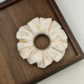 Beige Handmade Jacquard Simple Retro Floral Versatile Bow Hair Tie