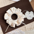 Chouchou polyvalent en jacquard floral beige fait main
