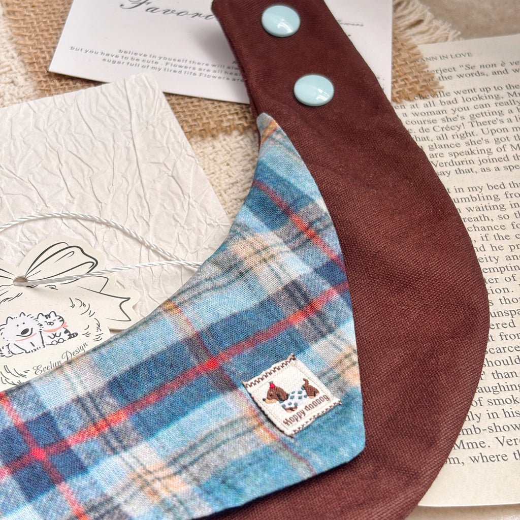 Handmade Retro Triangular Patchwork Plaid Cat Dog Pet Bib