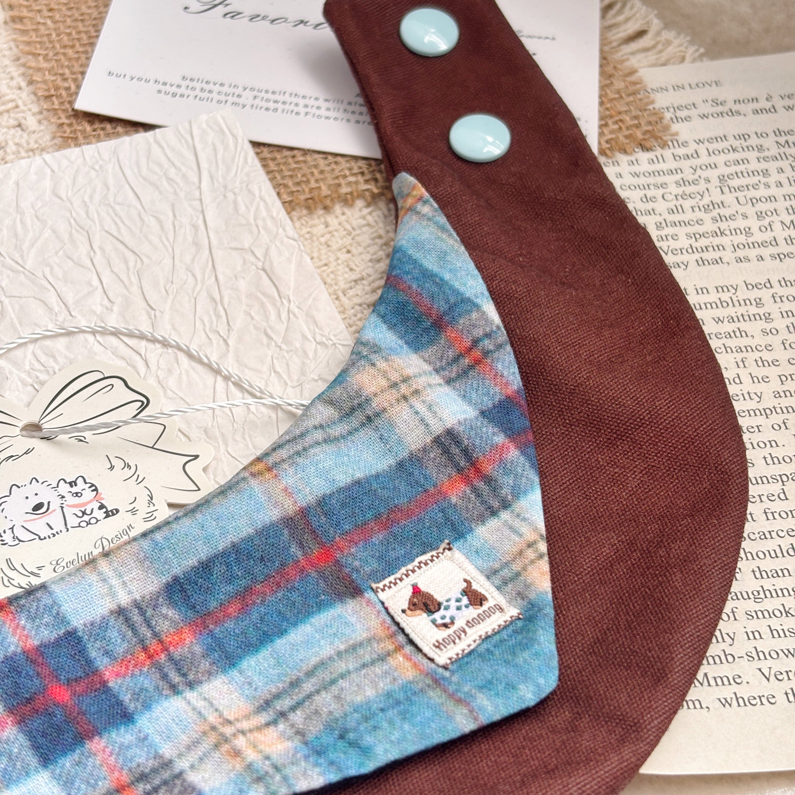 Handmade Retro Triangular Patchwork Plaid Cat Dog Pet Bib