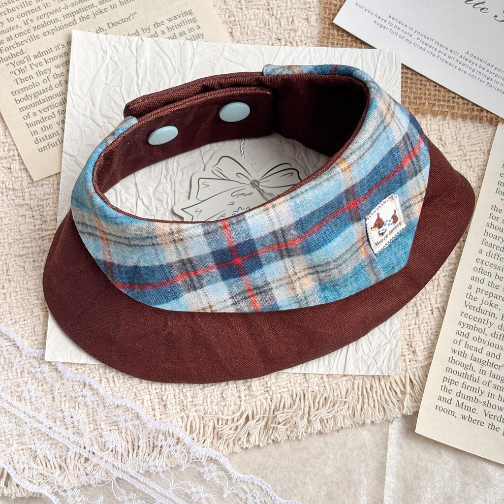 Handmade Retro Triangular Patchwork Plaid Cat Dog Pet Bib