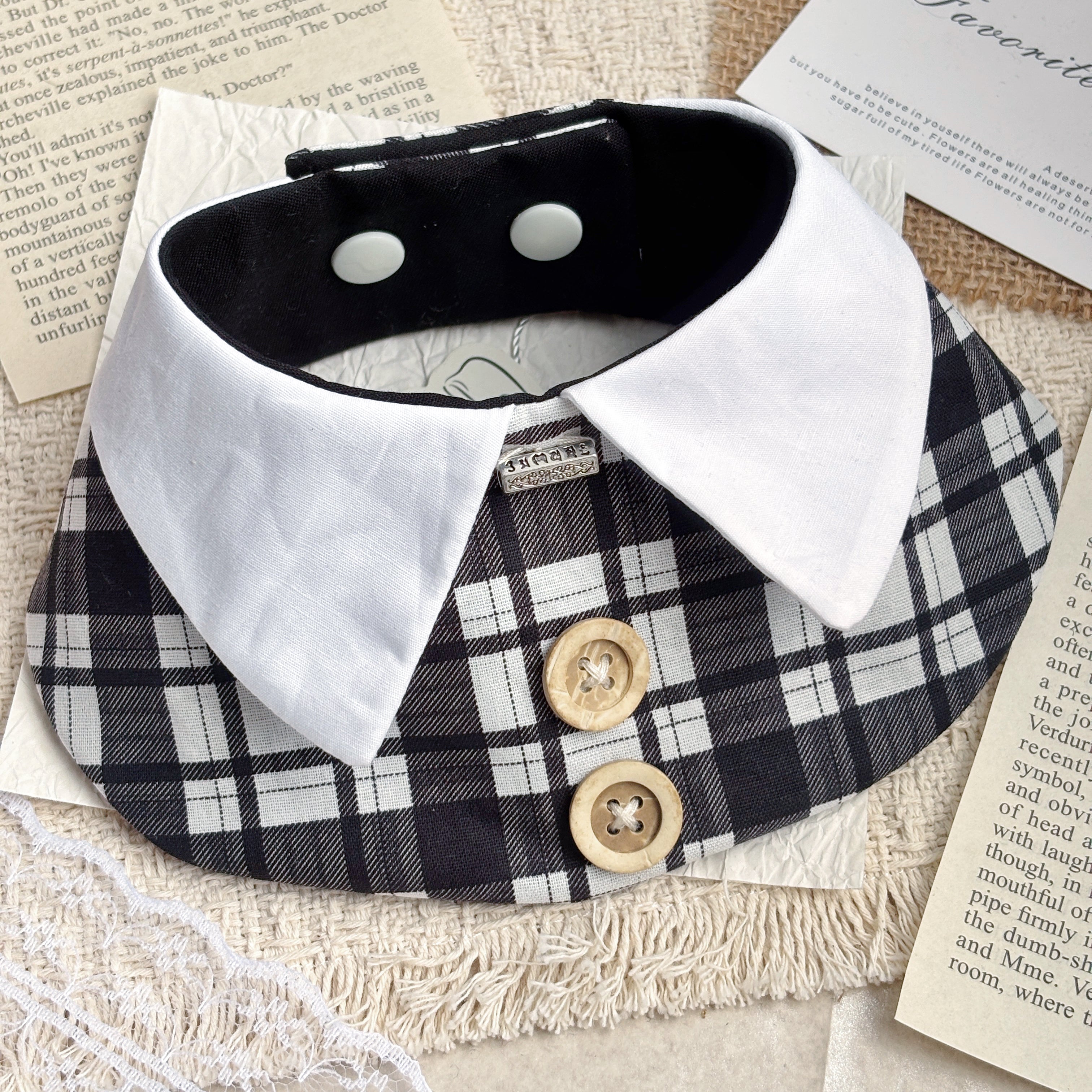 Handmade Simple Patchwork Plaid Casual Cat Dog Pet Bib