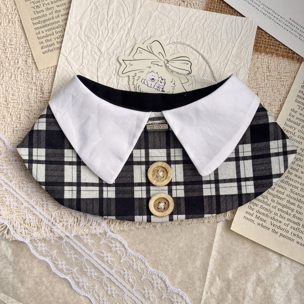 Handmade Simple Patchwork Plaid Casual Cat Dog Pet Bib