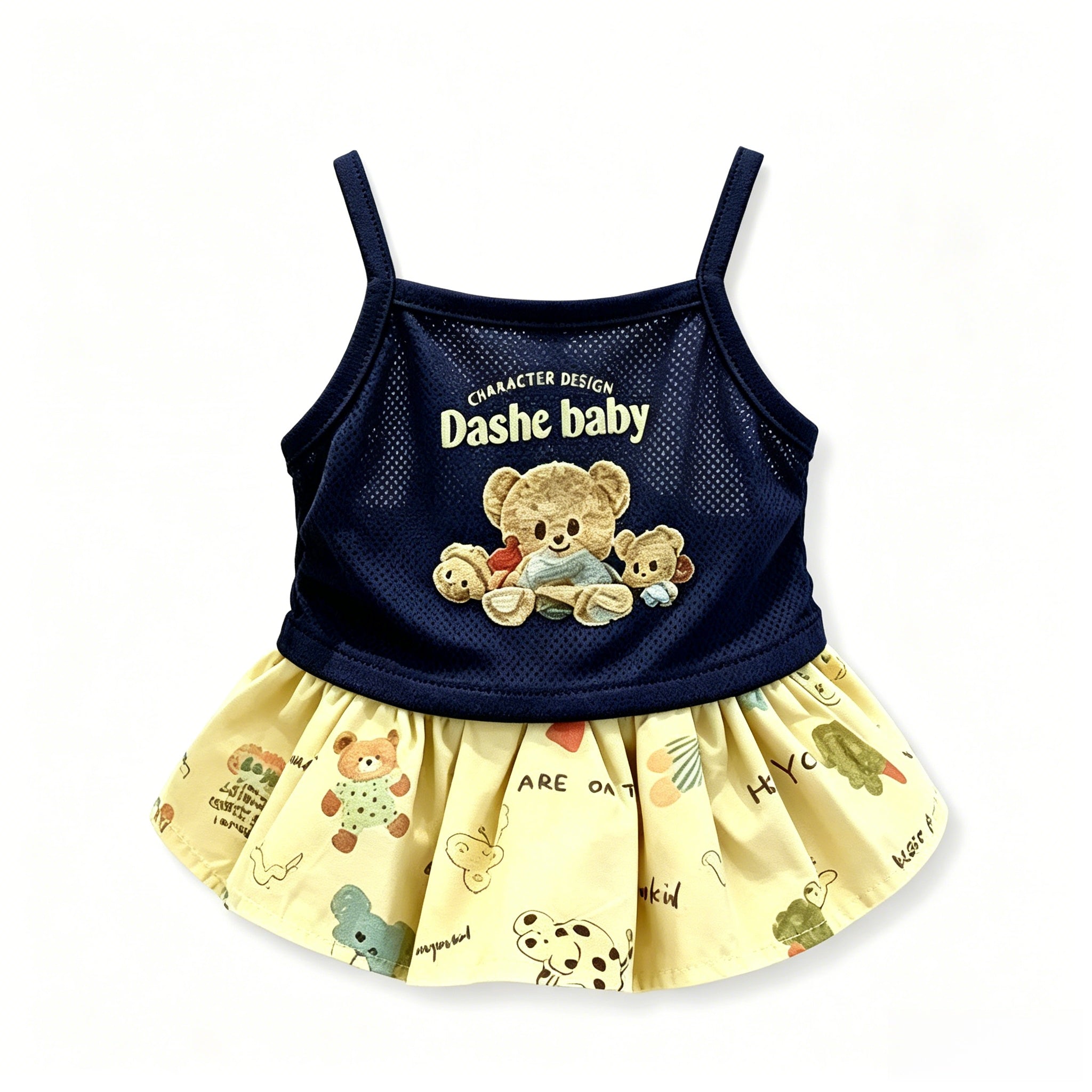 Summer Cute Patchwork Bear Mesh Breathable Pet Dress