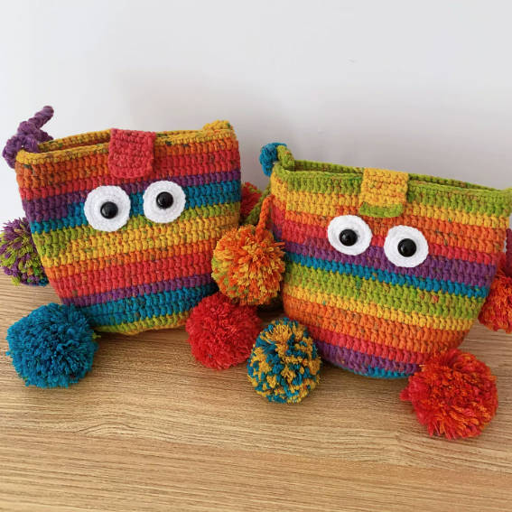 Handmade Crochet Monster Small Crossbody Bag Phone Bag