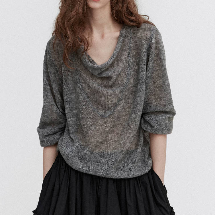 Women Retro Tie-Dye Cowl Neck Lamb Wool Long Sleeves Tops