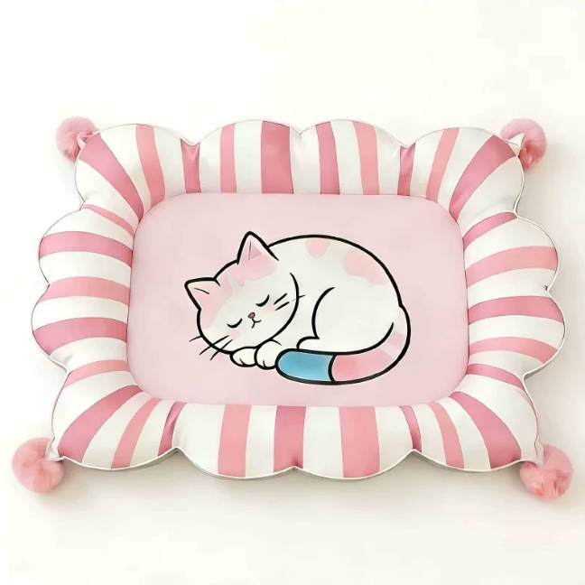 Summer Cooling Ice Silk Pad Striped Cartoon Pet Mat