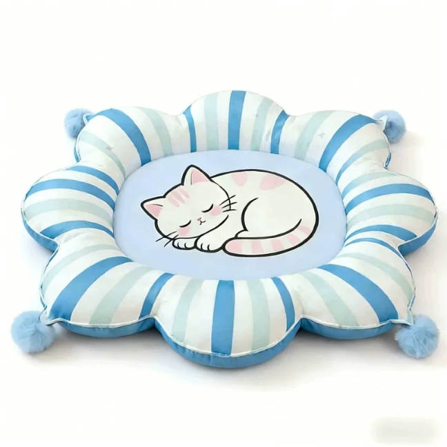 Summer Cooling Ice Silk Pad Striped Cartoon Pet Mat
