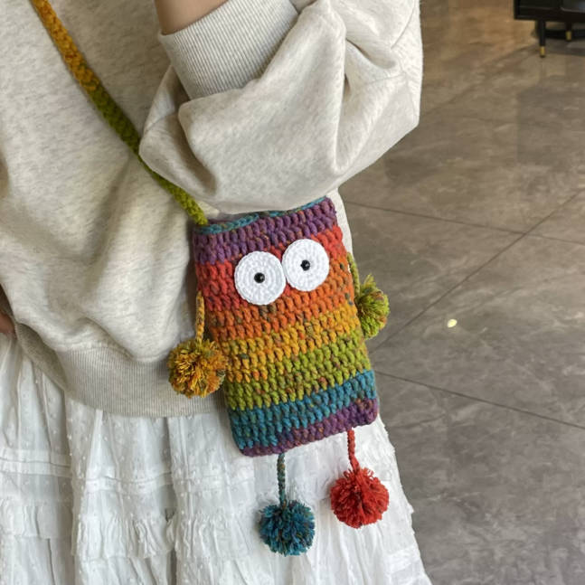 Handmade Crochet Monster Small Crossbody Bag Phone Bag