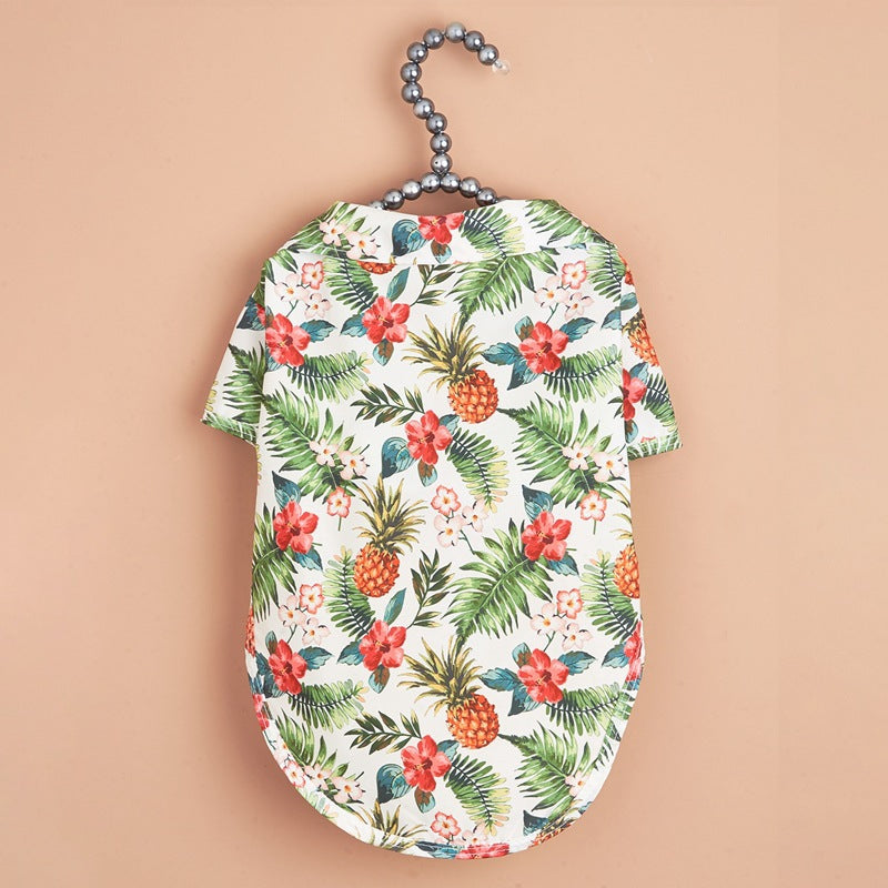 Sommerliches geblümtes Trägertop Kürbis-Haustierkleid für kleine Welpen