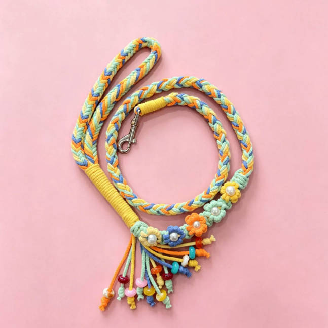Handmade Braided Colorful Cat Walking Rope Dog Pet Leash